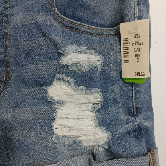 Aeropostale Women 4 High Rise Midi Denim Shorts Distressed Look Premium Stretchy - Picture 4 of 11